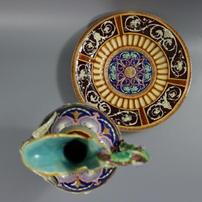 Copeland Majolica Renaissance Style Ewer And Stand