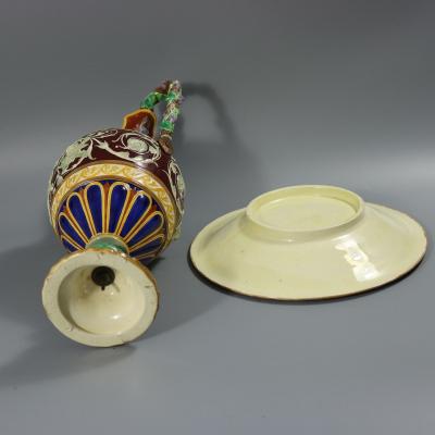 Copeland Majolica Renaissance Style Ewer And Stand