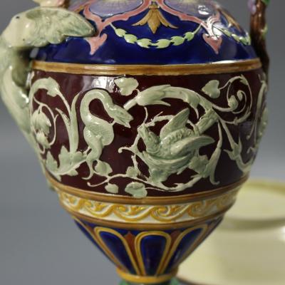 Copeland Majolica Renaissance Style Ewer And Stand