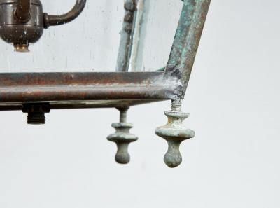 Copper Hanging Lantern with Scalloped Finial