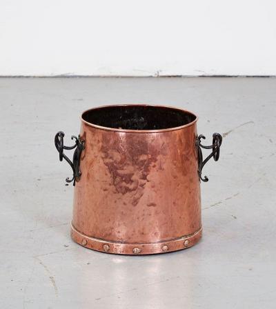 Copper Kindling Bucket with Blackened Iron Handles