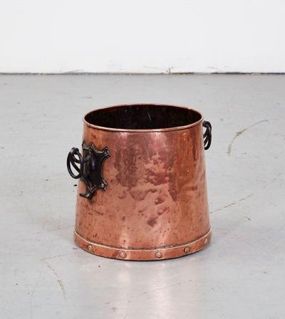 Copper Kindling Bucket with Blackened Iron Handles
