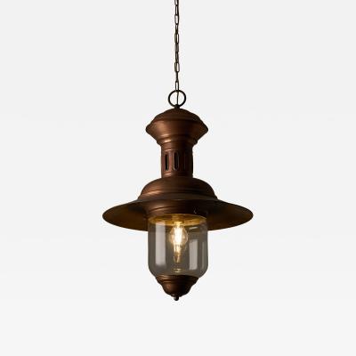 Copper and Clear Glass Nautical Style Pendant Light 1960s