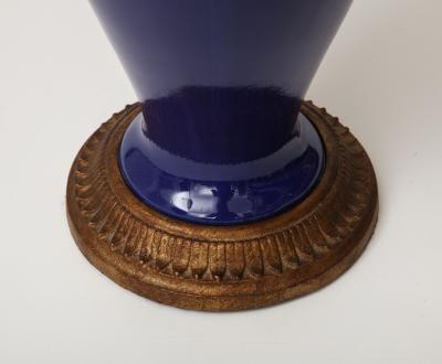 Copper and Lapis Blue Enamel Table Lamp 20th C 