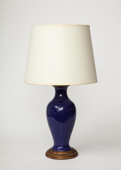 Copper and Lapis Blue Enamel Table Lamp 20th C 