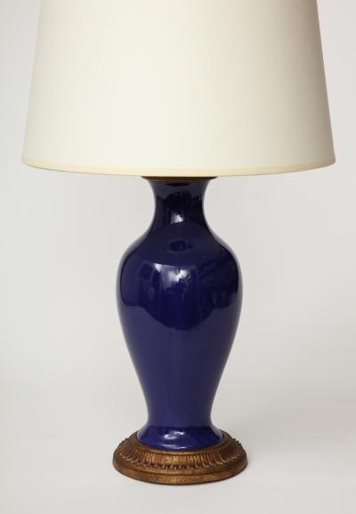 Copper and Lapis Blue Enamel Table Lamp 20th C 