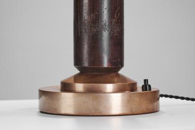 Copper and Wood Art Deco Table Lamp Europe ca 1930s