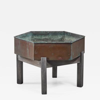 Copper and wood planter from Sweden