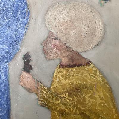 Corinne Tichadou LA NATIVIT AUX ROIS MAGES Nativity and wise men Oil painting