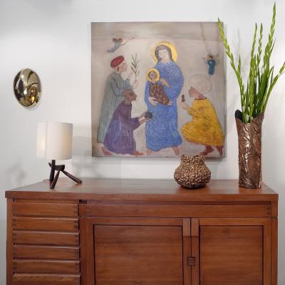 Corinne Tichadou LA NATIVIT AUX ROIS MAGES Nativity and wise men Oil painting