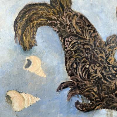 Corinne Tichadou MERMAID WITH THE HARP Oil painting on canvas