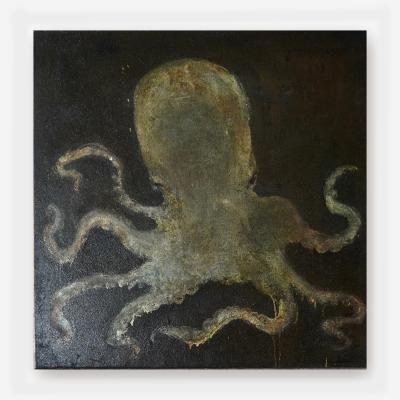 Corinne Tichadou OCTOPUS WITH BLACK BACKGROUND Oil painting on canvas