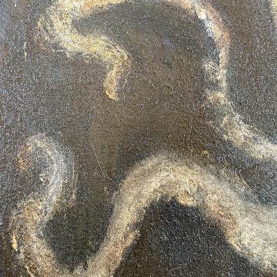 Corinne Tichadou OCTOPUS WITH BLACK BACKGROUND Oil painting on canvas