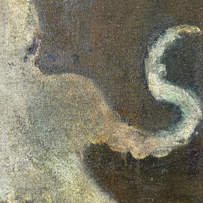 Corinne Tichadou OCTOPUS WITH BLACK BACKGROUND Oil painting on canvas