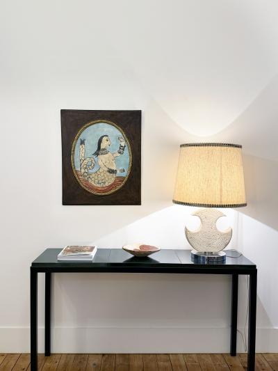 Corinne Tichadou OVAL MERMAID Oil painting with vintage patinated frame