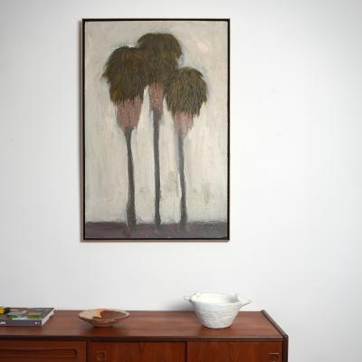 Corinne Tichadou THREE PALM TREES Oil and pastels painting