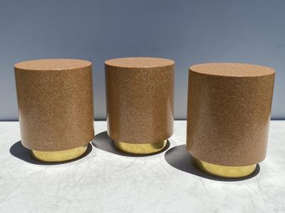 Cork and Brass Side Table Taburete