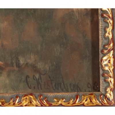 Cornelis Westerbeek Antique Watercolor Painting of Sheep by Cornelis Westerbeek 1873 1903 