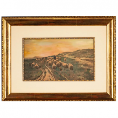 Cornelis Westerbeek Antique Watercolor Painting of Sheep by Cornelis Westerbeek 1873 1903 