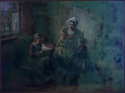 Cornelis Wouter Bouter Happy Days Oil Painting on Canvas of Mother w Children by Cornelius Wouter B 