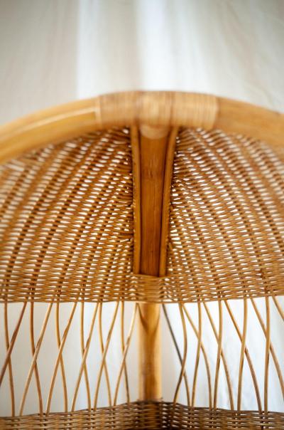 Corner Bookcase in Bamboo and Rattan 1970s