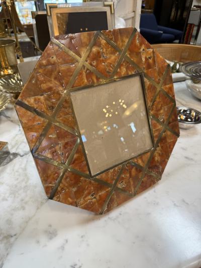 Cornici Amber Shell and Brass Geometric Picture Frame