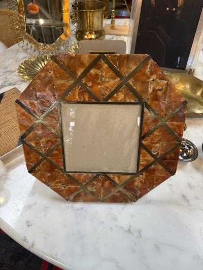 Cornici Amber Shell and Brass Geometric Picture Frame