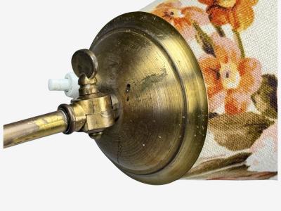 Corona Belysning Floor Lamp Wood Brass Fabric Sweden 1940s