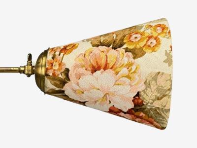 Corona Belysning Floor Lamp Wood Brass Fabric Sweden 1940s