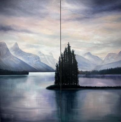 Corrinne Wolcoski Spirit Island Maligne Lake diptych 