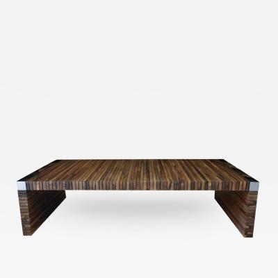 Costantini Design Argilla Table with Argentine Rosewood Slats and Nickel Plated Details