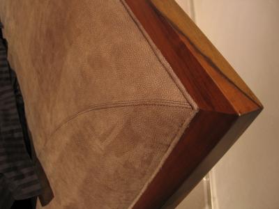 Costantini Design Belgrano Upholstered Bed in Rosewood and Leather Customizable