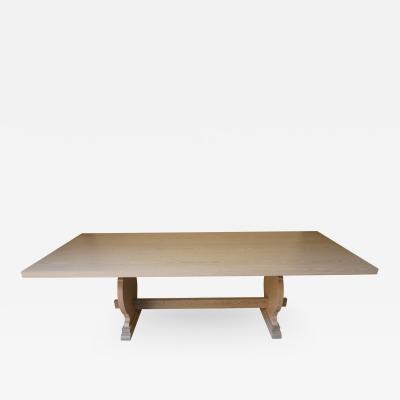 Costantini Design Manolo Basque Inspired Trestle Dining Table in Cerused Oak Customizable