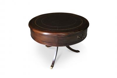 Costantini Design Oriana Table Gold Embossed Leather and Rosewood Table Customizable