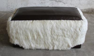 Costantini Design Ovino Contemporary Leather and Sheepskin Bench from Costantini Customizable