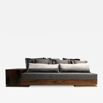 Costantini Design Patone Custom Modern Sofa in Rosewood with Shelving from Costantini