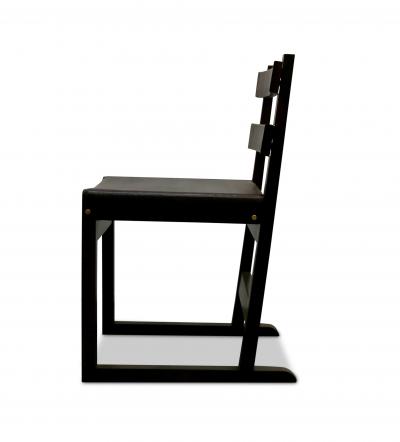 Costantini Design Piero Slatted Back Chair in Rosewood and Leather Wrapped Back with Slung Seat