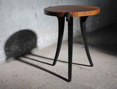 Costantini Design Uccello Ebonized Wood Sabre Leg Side Table