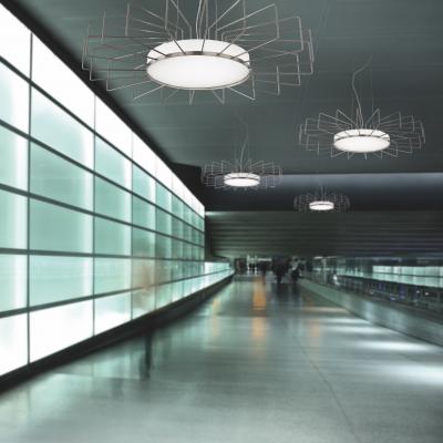 Cosulich Interiors Minimalist Italian Gold Steel Sunburst Pendant Flushmount