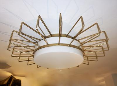 Cosulich Interiors Minimalist Italian Gold Steel Sunburst Pendant Flushmount