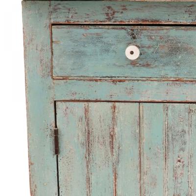 Country Rustic Blue Cabinet with Backrail