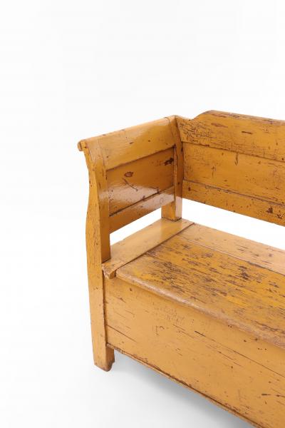 Country Rustic Yellow Wooden Bench