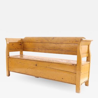 Country Rustic Yellow Wooden Bench