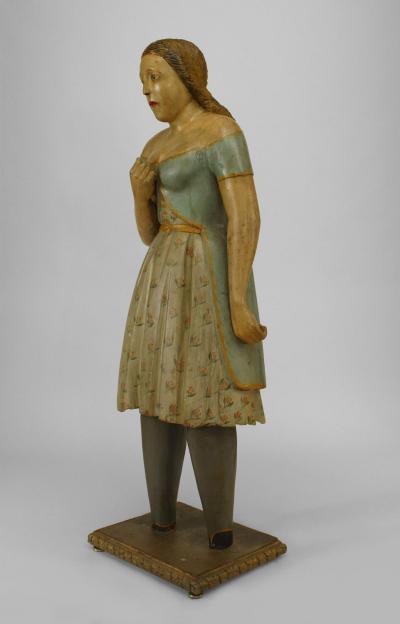 Country Style Wooden Girl Figure