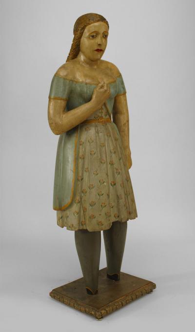 Country Style Wooden Girl Figure