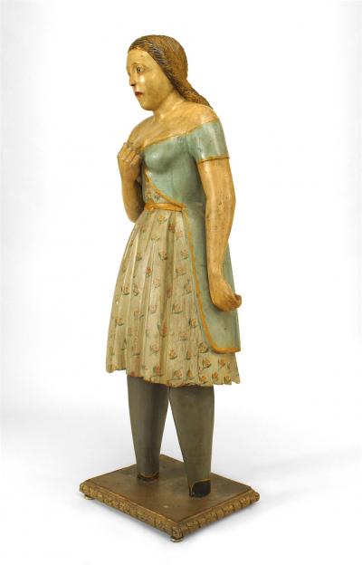 Country Style Wooden Girl Figure