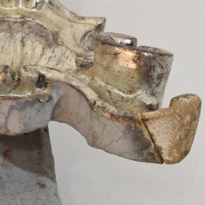 Couple of 18th Century Italian Baroque Carved Wooden And Silvered Candlesticks