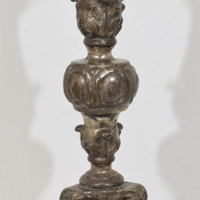 Couple of 18th Century Italian Baroque Carved Wooden Candlesticks Circa 1750