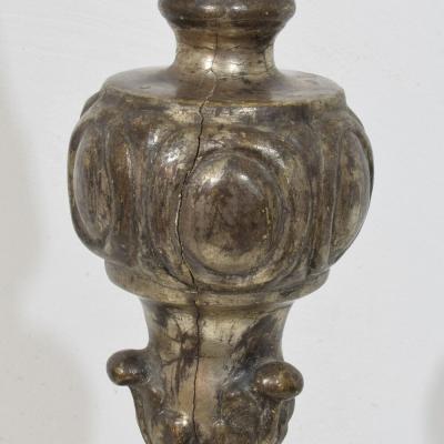 Couple of 18th Century Italian Baroque Carved Wooden Candlesticks Circa 1750