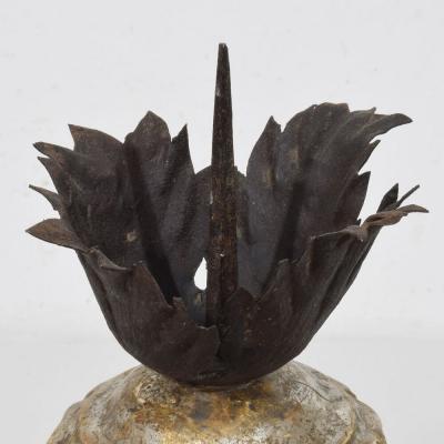 Couple of 18th Century Italian Neoclassical Silvered Wooden Candlesticks